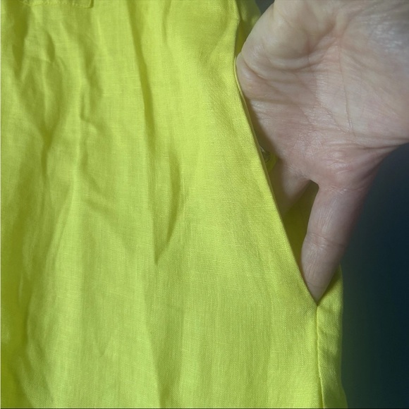 Pilcro Women's Sleeveless Ruffle Hem Shirt-Dress Yellow, Linen, Size Medium - Picture 6 of 8